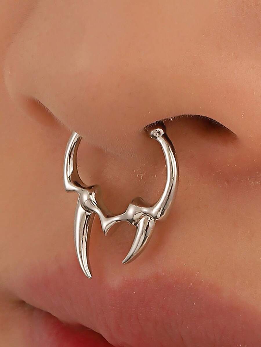 Gothic Asymmetric Horn Nose Ring Puncture Jewelry, Simple And Non Perforated Nasal Septum Puncture