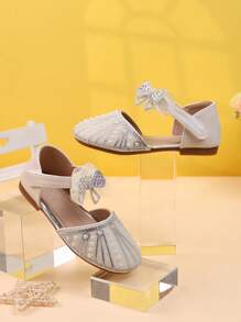 Sandalias planas con cristales de niñas a la moda y con estilo, punta redonda, zapatillas de verano para niños pequeños y niños pequeños, nuevas para primavera/verano
