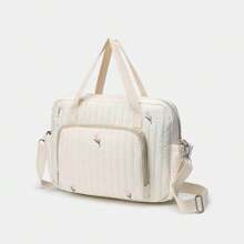 1pc Embroidered Bear Mommy Bag, Large Capacity Maternity Backpack, Shoulder And Crossbody Bag