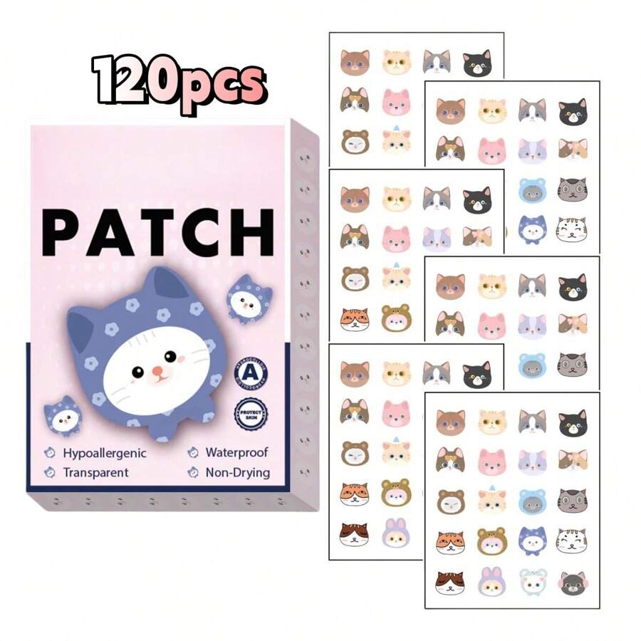 120 PCS Cute Cat Holiday Decoration Stickers - Hydrocolloid Blemish Covering Stickers, Gentle To Skin, Easy To Apply, Waterproof, Great For Party Decorations, Facial Patches, Concealer Patches, Makeup Patches,Makeup,Cheap,Room Decor,Vanity,Travel,Bedroom,Makeup Accessories,Cheap,Stocking Stuffers,Makeup,Makeup Tools,Cheap Stuff,Gifts,Gifts For Women,Christmas Gifts
