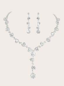 4 Pieces/Set Of Elegant Crystal Rhinestone Jewelry Sets - Earrings And Necklaces, Bracelets - Suitable For Women's Daily Wear, Weddings, Parties, Etc. - White - View 13