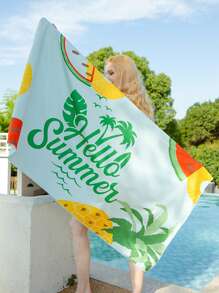 1 pieza Toalla de playa de 31.49 pulgadas/63 pulgadas de doble cara de terciopelo, toalla de baño absorbente y antiadherente, transpirable y de secado rápido, amigable con la piel