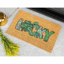 Lucky St Patrick's Day Doormat, Outdoor Welcome Mat, St Patricks Day Decor, St Paddy's Welcome Mat, Leprechaun Hat, Shamrock, Retro St Patricks Porch Decor