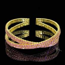 1pc Luxurious Intersected Synthetic Zirconia Bracelet, High-End Accessory Suitable For Gift, Daily Wear, Party, Wedding Occasions - Silver-red - View 33