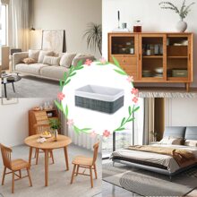 Rectangular Storage Basket, Set Of 3 Pieces, 3 Sizes Bamboo + Linen, Handwoven Bamboo Laundry Basket For Organizing Decorative Storage Boxes, Bathroom Storage Boxes, Bedroom Organization Bins