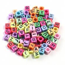 100pcs/Pack Acrylic Square & Flatround Letter Loose Beads, Fashion Cute Colorful Plated, Neon Colors, Multi-Choice For DIY Bracelets, Necklaces, Jewelry, Phone Charms, Keychains Making, Wholesale Beads