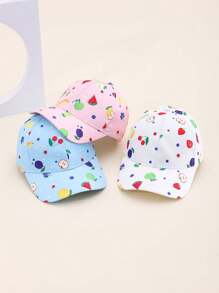 1pc Kids Cartoon Fruit Printed Baseball Cap, Spring/Summer Sun Protection Hat For Girls And Boys, Suitable As Holiday Gift, Outdoor Use