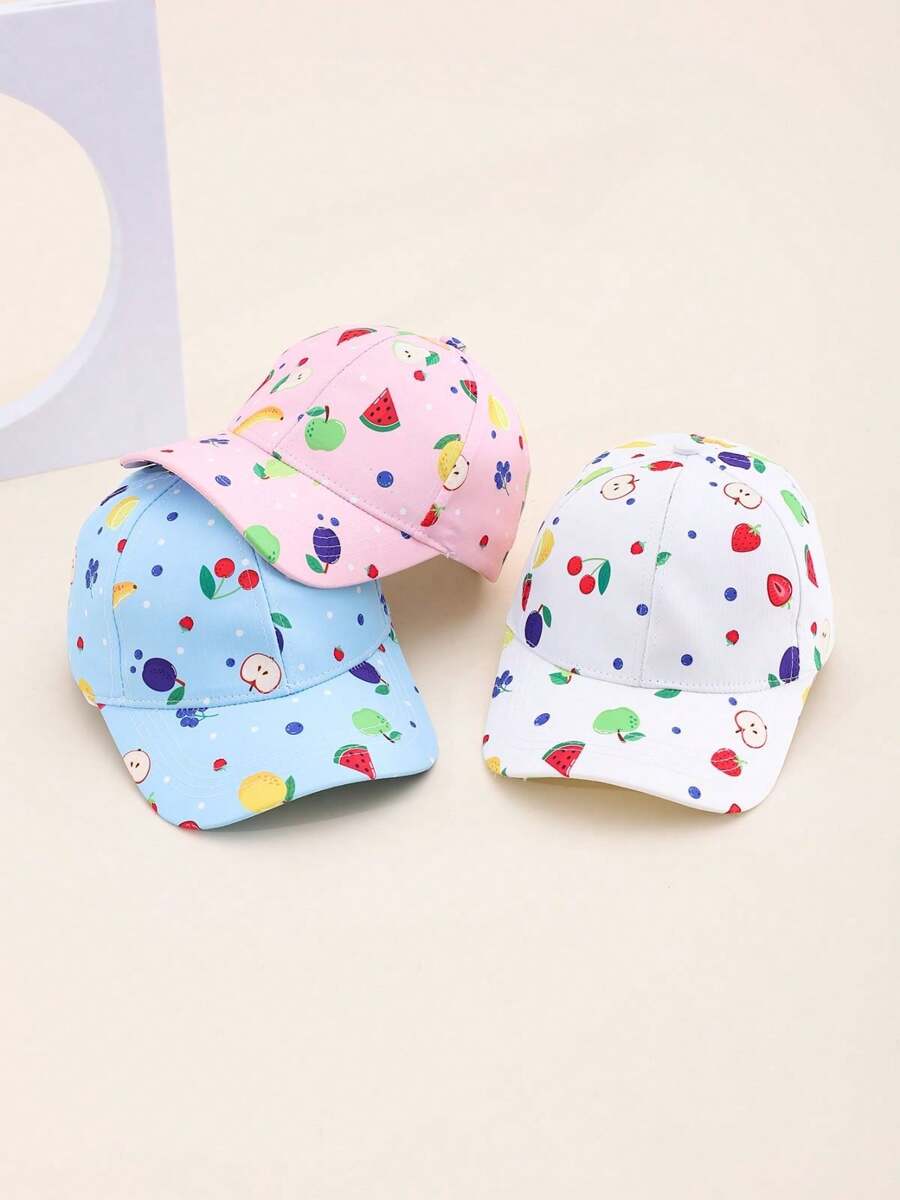 1pc Kids Cartoon Fruit Printed Baseball Cap, Spring/Summer Sun Protection Hat For Girls And Boys, Suitable As Holiday Gift, Outdoor Use