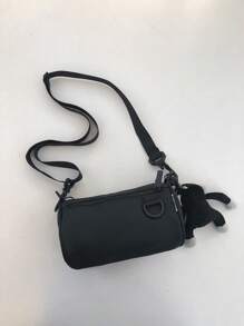 男士链条装饰斜挎包，带包饰，手提包，书包，单肩包，运动包，高中，大学生，旅行，学院，学校，大学包，暑假，爸爸，新生，书包，多功能宿舍，男士单肩包，男包，斜挎包，单肩包，侧包，学生，学校用品，秋季男士斜挎包，圆筒包，老钱，圣诞礼物，尖叫男包，冬季假期，感恩节，侧包，腰包，手提包，黑色包，旅行必需品，露营单肩包，返校 - 黑色 - 查看 7