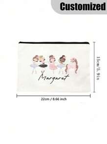 Customized Name Personalized Dancer Ballet Girl Makeup Bag, Stationery Storage Bag, Travel Makeup Bag, Pencil Case, Girls Bachelorette Party Gift, Christmas/Valentine'S Day Gift, Women'S Travel Essentials, Winter - Multicolor - View 6