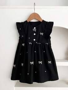 Girls Summer New Butterfly Embroidery Dress, Sweet Young GirlPrincess Dress