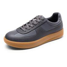 Men's Classic Textured Lace-Up Fashion Sneakers With Cushioned Support  Business Casual Shoes - Grey - View 7
