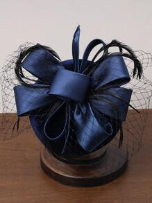 Elegant Ladies Small Hat, British Style Fascinator Headpiece, Vintage Lady's Hat Suitable For Party, Tea Party, Wedding Photo Shooting, Decorated Headwear With Veil