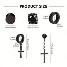 30 件朋克风格 304 不锈钢夹式无孔耳环，吊坠耳环，CZ 无孔圆形夹式耳环，男女皆宜，适合任何地方，可以作为礼物送给朋友