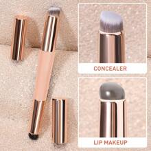 1pc Double-Headed Silicone Lip Brush With Cap, Concealer Brush, Foundation Brush, Multi-Purpose Makeup Brush, Silicone Lipstick Brush, Dust-Proof With Cap, Portable & Hygienic, Concealer Brush & Smudger, Soft & Flexible, Travel-Friendly