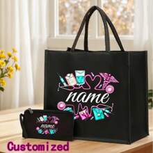 2025 New Customizable Alphabet Medical Worker Tote Bag | Linen Lining | Nurse First Aid Kit Doctor Commuting Equipment | Machineable Multi-Functional Mommy Bag, Linen Bag For Wallet