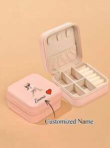 Customized Jewelry Box Organizer, Portable Earrings, Rings, Necklace Storage Box - Gifting For Birthday, Memorable Events, Letter Pattern
