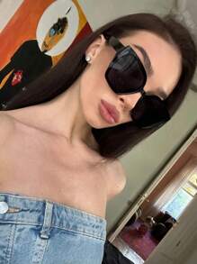 1副猫眼超大款复古时尚女式眼镜，轻盈奢华镜框，适合夏季海滩度假、户外活动和旅行。 - 彩色 - 查看 5