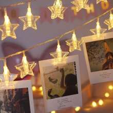 40 个 LED 20 英尺照片夹灯串变色 10/20 英尺挂画壁灯房间装饰、室内卧室灯带 USB 供电和遥控器礼物 - 20ft - 查看 10