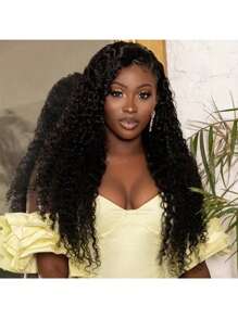 34 英寸折扣杰瑞卷曲蕾丝前假发卷曲人发假发 13x4 巴西透明蕾丝前假发女性女士假发 150% 密度 8-34 英寸（鲍勃假发 8-16 英寸） - SNatural - 查看 4