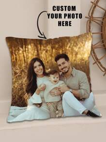 1 fronha personalizada para decoração de casa, Dia dos Namorados, Natal, Ação de Graças, padrões de Ano Novo, fotos de casal/família impressas, impressão em um único lado, núcleo de travesseiro não incluído.