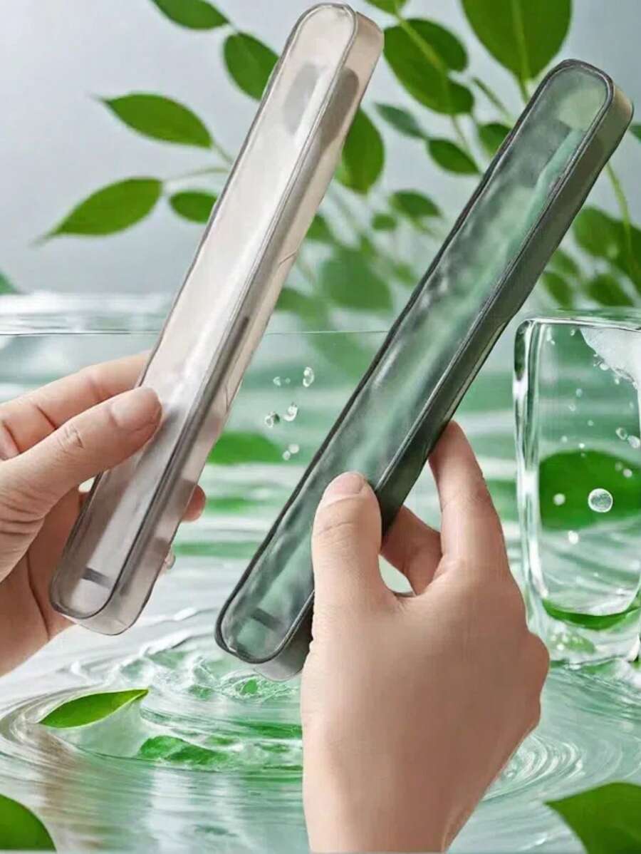 1pc/2pcs Toothbrush Holder, Wave Pattern Toothbrush Organizer Box, Portable Toothbrush Case With Cover, Dental Care Storage Box, Suitable For Travel And Business Trip