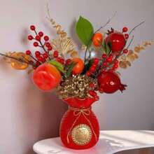 1pc Chinese Style Wheat Ear Lucky Bag Vase, Living Room Decor, Wealth-Attracting Money Bag Vase Ornament, Resin Home Party Decoration Gifts Birthday Graduation