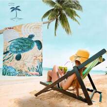 超大海龟沙滩巾、快干沙滩毯、柔软超细纤维海洋动物印花，适合游泳、旅行、锻炼和瑜伽 - 彩色 - 查看 6