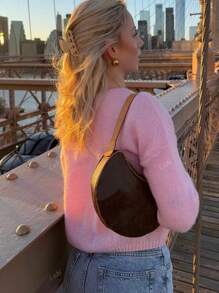 Women's Solid Color Versatile Open Front Long Sleeve Knit Cardigan Sweater