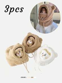 Little Bear Hat Warm And Cold Proof Fashion Hoodie, Neck Mask, One Piece Thick Ear Protection Hat For Autumn And Winter, Riding Headset Windproof Ear Hood Hat, Suitable For Wearing Outside