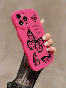 1PC Black Butterfly Pattern Shockproof Phone Case, Compatible With IPhone11/12/13/14/15Pro/15Plus/15Pro Max/16/16pro/16plus/16promax