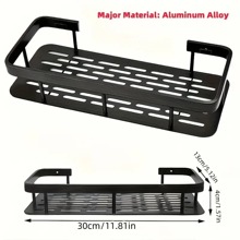 Shower Rack, Adhesive Shower Rack 1-Piece Set With Hook, No Need For Drilling, Wall Mounted Rust Proof High-End Storage Bathroom, Kitchen, Storage Rack,Racks For Storage,Shelf,Black - Multicolor - View 10