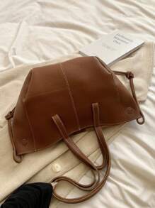 Bolso de mano grande con capacidad de un hombro y bandolera, de unicolor y estilo minimalista, para viajes
