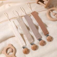 4pcs/Set Baby Pacifier Chain, Fashion Pacifier Holders & Wooden 3-Hole Pacifier Clips, Suitable For Baby Boys, Girls, Everyday Use, Gift - Multicolor - View 2