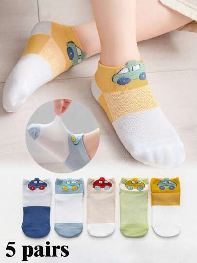 5双春夏季1-16岁儿童透气短袜，男女童可爱婴儿袜子，学生