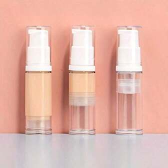 1 set 3st Vacuum Pump Liquid Foundation-flaskor 5ml/10ml/15ml, resevänliga lotionsdispenserbehållare med vakuumpump - Lämplig för krämer och tvättar
