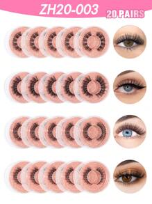 20 par naturalnych pełnych hybrydowych sztucznych rzęs, grube kręcone puszyste rzęsy do użytku na imprezach, komiksowe rzęsy, niezbędne w podróży, pojedynczo pakowane sztuczne rzęsy, naturalne wielokrotnego użytku sztuczne rzęsy z norek 3D, przedłużanie rzęs