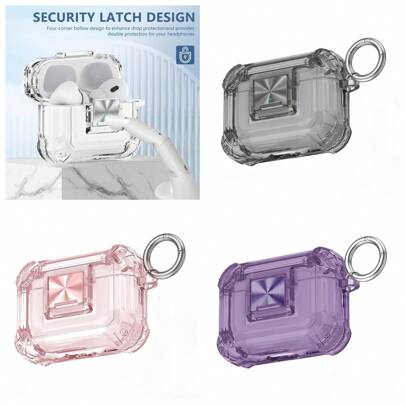 Funda protectora compatible con AirPods 4 resistente a caídas, Funda para AirPods Pro de 2da generación con clip de bloqueo, Protección total contra caídas, Funda de auriculares Bluetooth de material TPU suave y transparente de alta calidad para AirPods 3, Carcasa protectora transparente para AirPods Pro 2