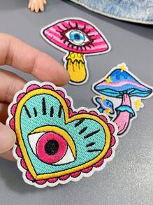 1 Set Of 3pcs Funny One Eyed Mushroom Embroidery Patches Cute Cartoon Clothing Cloth Stickers DIY Iron On Patches Sew Badge Applique Suitable For Backpacks, Jeans, Jackets, T-Shirts, Hats, Dresses, Etc