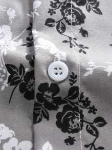 Men's Geometric Print Short Sleeve Casual Shirt, Spring/Summer - Grey - View 5