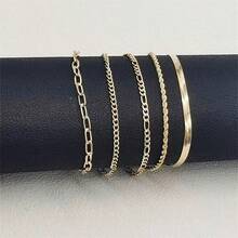 1 Set Of 5pcs Boho Style Metal Chain Layered Bracelet For Women