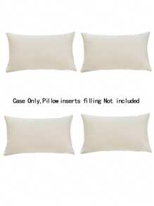 Juego de 4 fundas de almohada de unicolor suave y simple, decoración del hogar, sin relleno de almohada - Beis - Ver 3