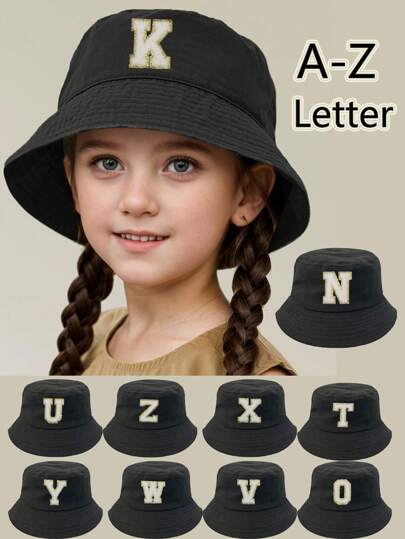 1顶字母A-Z可爱婴儿渔夫帽，男女童防晒巴拿马帽户外儿童配饰