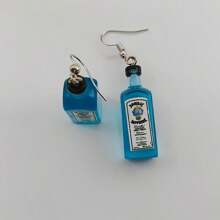 1/3 对复古迷你树脂瓶吊坠耳环，锌合金挂钩，四月诞生石，适合日常和派对佩戴，季节性时尚吊坠耳环首饰，十月配饰