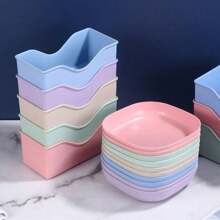 Kit With 20 Reusable Hard Plastic Plates With 2 Supports - 彩色 - 查看 4