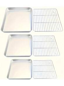 1 Piece Stainless Steel Grill Pan Square Dish Drainer Tray, Sizes 11, 10 And 8.6 Inches, Easy To Clean, Set, Grill Pan Mesh Rack Drainer Prep Tray, Stainless Steel Grill Pan With Cooling Racks - Great For Grilling Meat And Chicken - Available In 3 Sizes, Oven And Dishwasher Friendly! - Multicolor - View 9