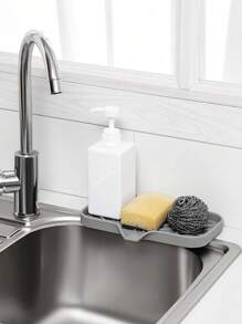 1/2 piezas Felpudo para grifos de cocina - Protector antideslizante de silicona con soporte para esponja de secado rápido - Perfecto para cocina y baño, felpudo de drenaje esencial para grifos