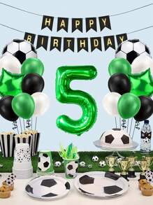 18 件足球主题生日气球套装、绿色数字气球套装、生日派对装饰品