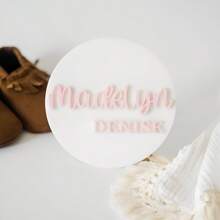 1 Stück Acryl Baby Name Schild, Baby Name Schild für Neugeborenen Fotos, Neugeborenen Foto Requisite, Krankenhaus Name Schild für Geburtsankündigung, grafischer Muster