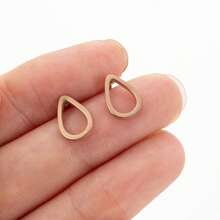 1Pair Stainless Steel Golden Plated Tear Drop Earrings For Women L Waterdrop Hoop Earrings Jewelry - 423 - View 8